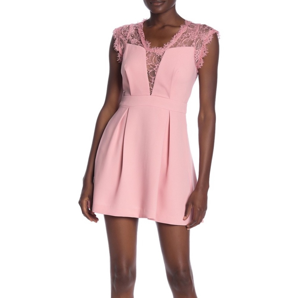 Champagne pink formal lace dress